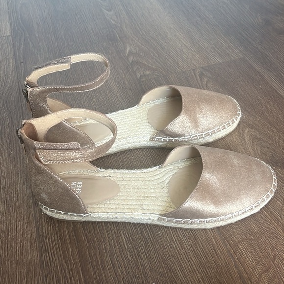 Eileen Fisher Lala Espadrille Flats Copper Gold Metallic Leather Sz 9 - Picture 1 of 8